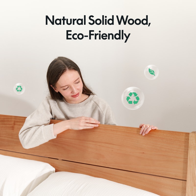 FlexiSpot Kana Japanese Joinery Bed with Headboard | Simple Design